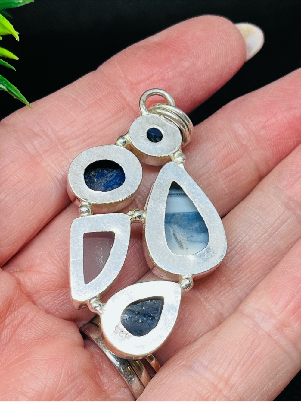 Blue Natural Multi-Stone Women's Pendant in Sterling Silver - Picture 4 of 6